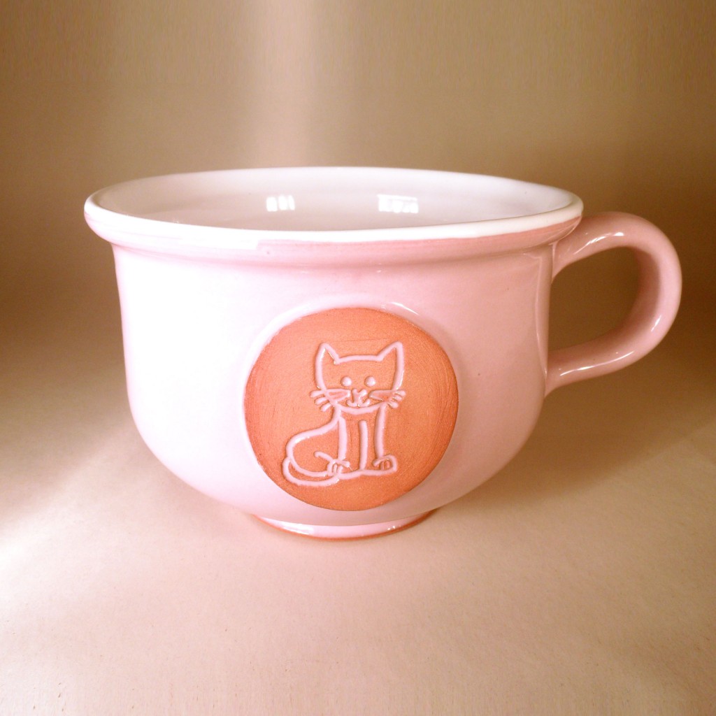 Hrnek střední „čajový“ 0,5 - 0,6l (růžová) - kočka