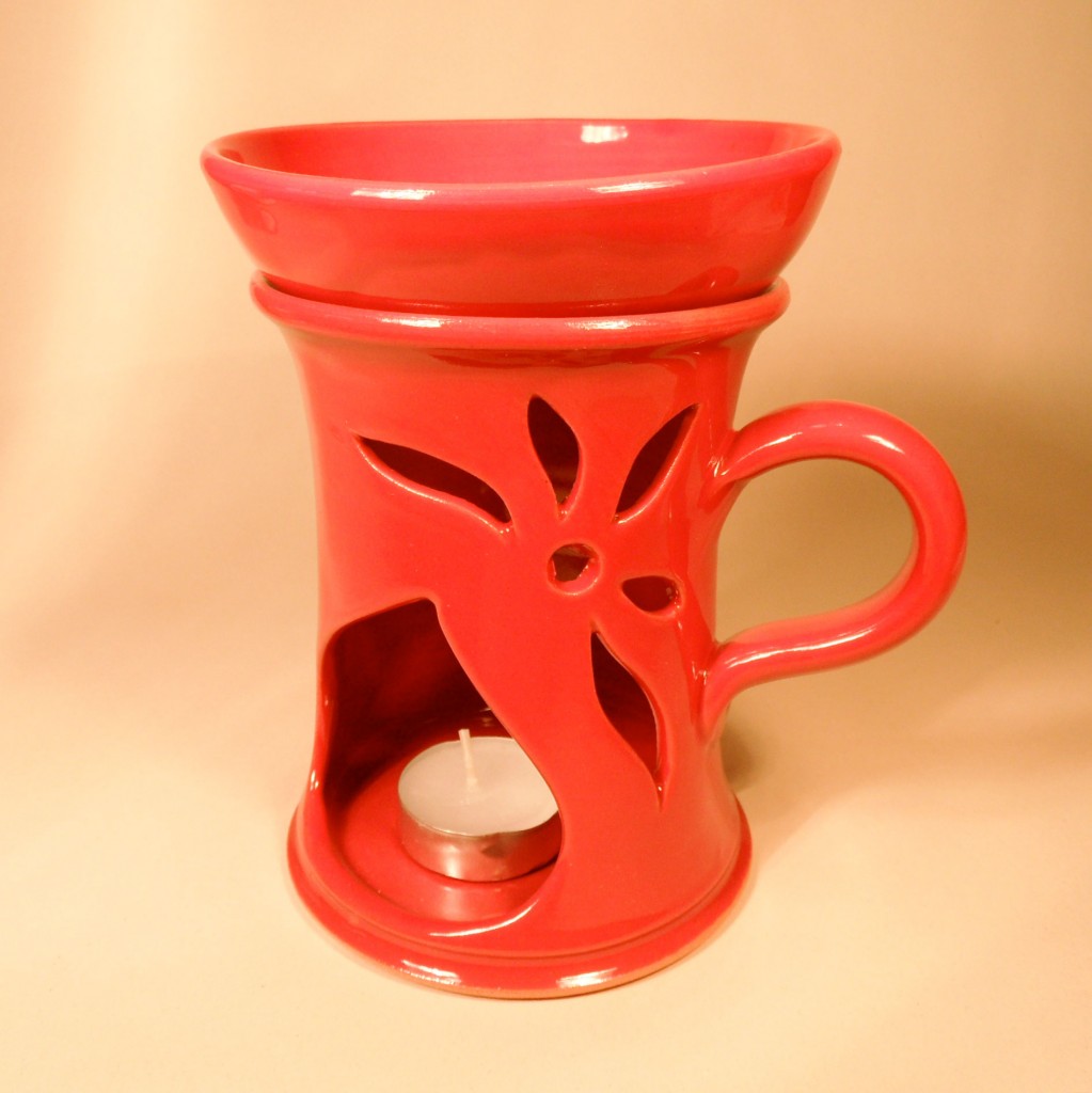 Aroma lampa velká „rovná“ s keramický uchem (červená)